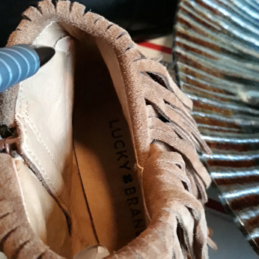 LUCKY BRAND YACHIN LEATHER SUEDE ANKLE BOOTS SZ6.5 - Picture 5 of 8